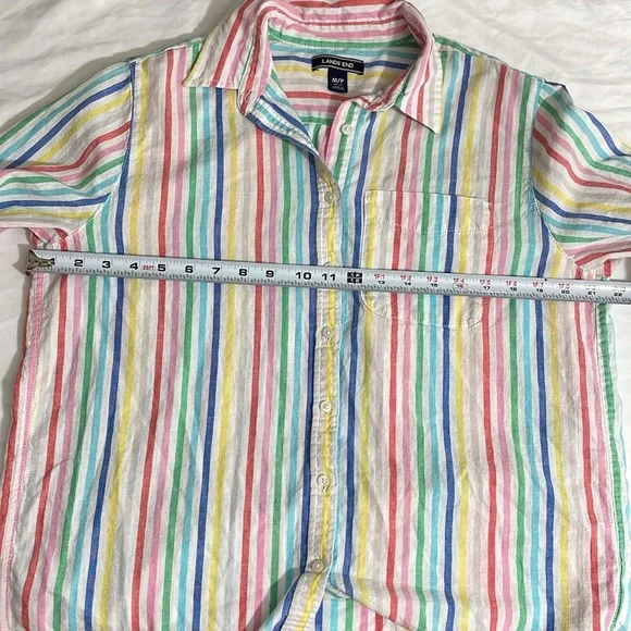 Lands end linen blend cabana stripe shirt size M - Picture 9 of 9